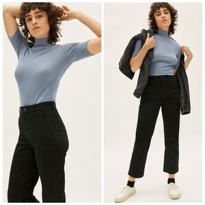 Everlane Straight Leg Crop in Black Canvas Cotton Zip Fly Size 12 - Inseam 25”